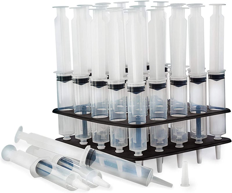 EZ-Inject 25 حزمة (1 أونصة) حقن جيلي شوت مع صينية/حامل - 100% آمنة وقابلة لإعادة الاستخدام حقن بلاستيكية لجيلي شوت - حقن صغيرة لاحتفالات العطلات وحفلات الهالوين للبالغين - Image 5